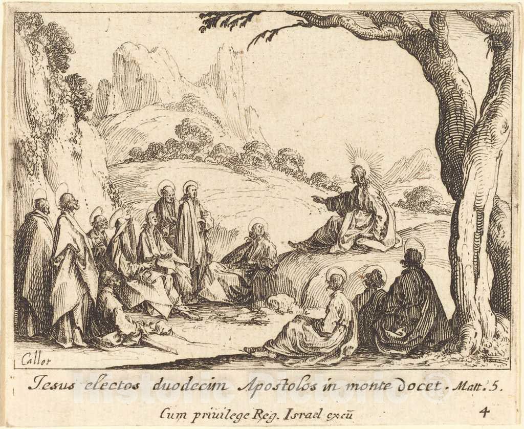 Art Print : Jacques Callot, Sermon on The Mount, 1635 - Vintage Wall Art