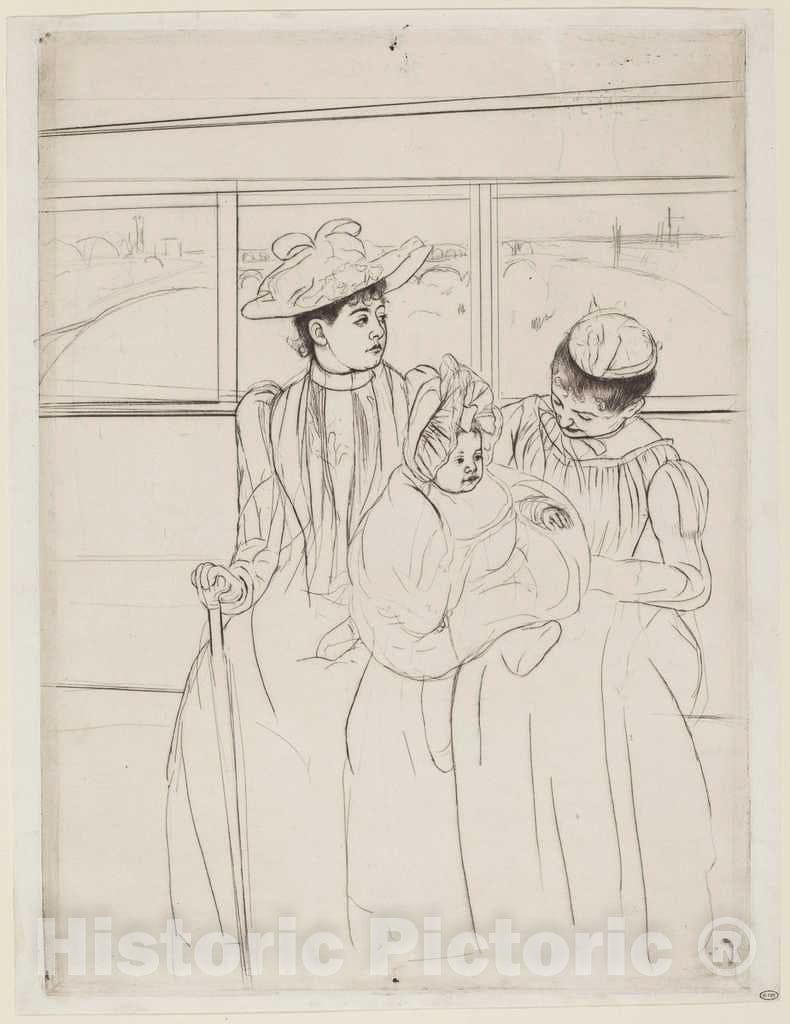 Art Print : Mary Cassatt, in The Omnibus, 1890-1891 - Vintage Wall Art