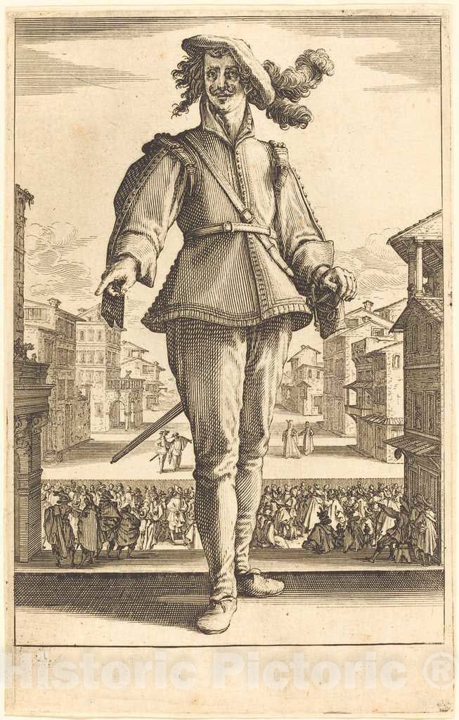 Art Print : Jacques Callot, Il Capitano, or L'Innamorato, c.1619 - Vintage Wall Art