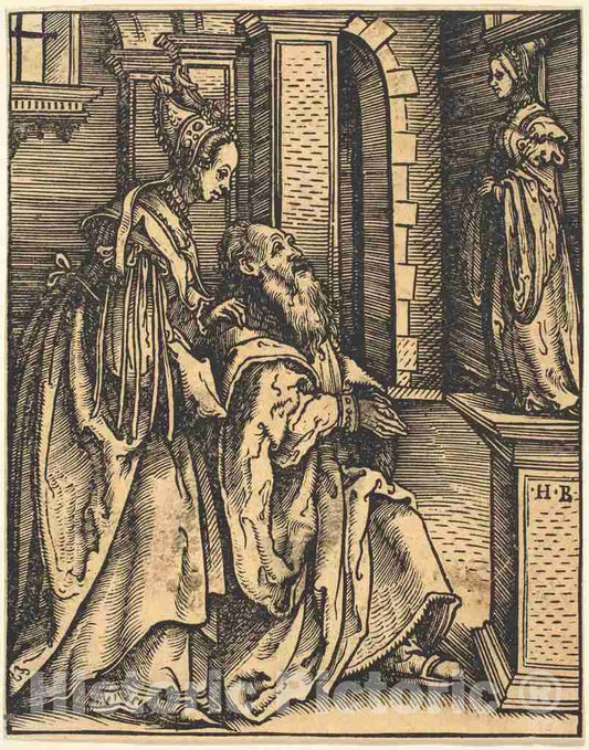 Art Print : Hans Burgkmair I, Solomon's Idolatry, 1519 - Vintage Wall Art