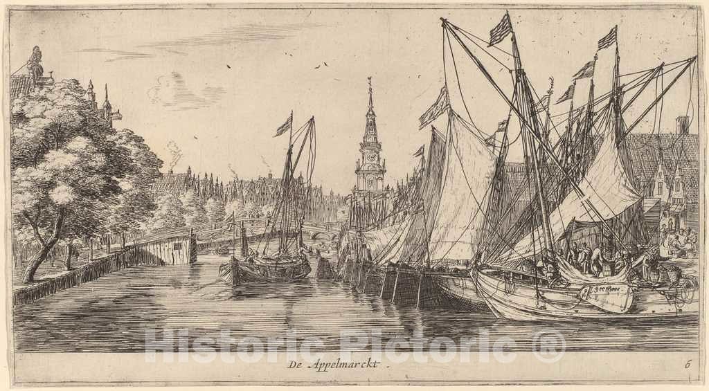 Art Print : Reinier Nooms, Appelmarkt (De Appelmarckt) - Vintage Wall Art