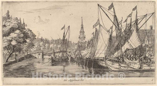 Art Print : Reinier Nooms, Appelmarkt (De Appelmarckt) - Vintage Wall Art