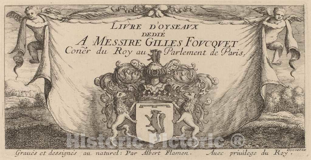 Art Print : Albert Flamen, Title Page for Livre d'oiseaux - Vintage Wall Art