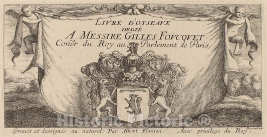Art Print : Albert Flamen, Title Page for Livre d'oiseaux - Vintage Wall Art