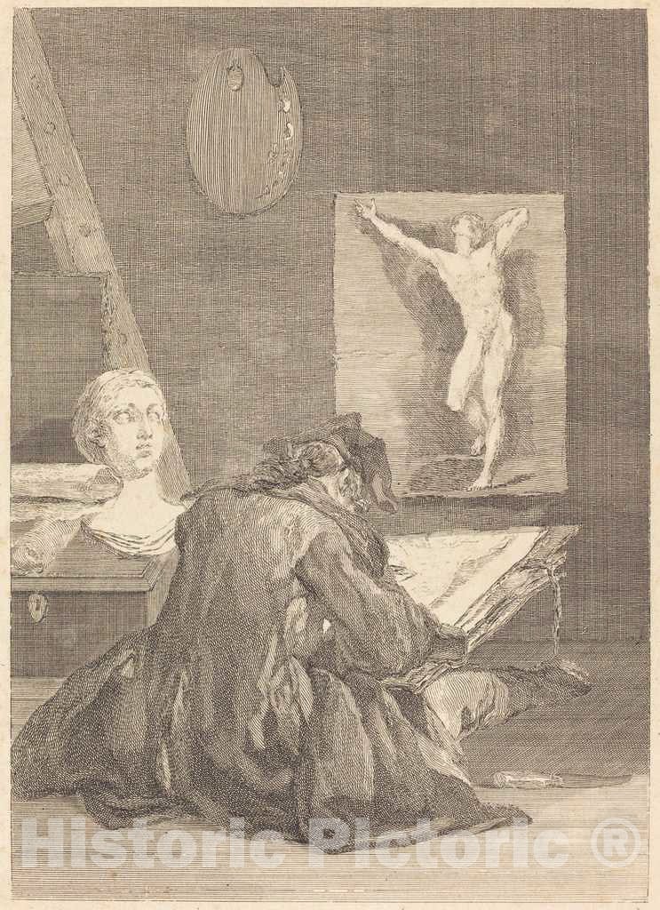 Art Print : Flipart After Jean SimÃ©on Chardin, Le Dessinateur (The Draughtsman), 1757 - Vintage Wall Art
