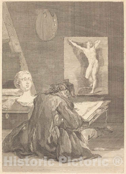 Art Print : Flipart After Jean SimÃ©on Chardin, Le Dessinateur (The Draughtsman), 1757 - Vintage Wall Art