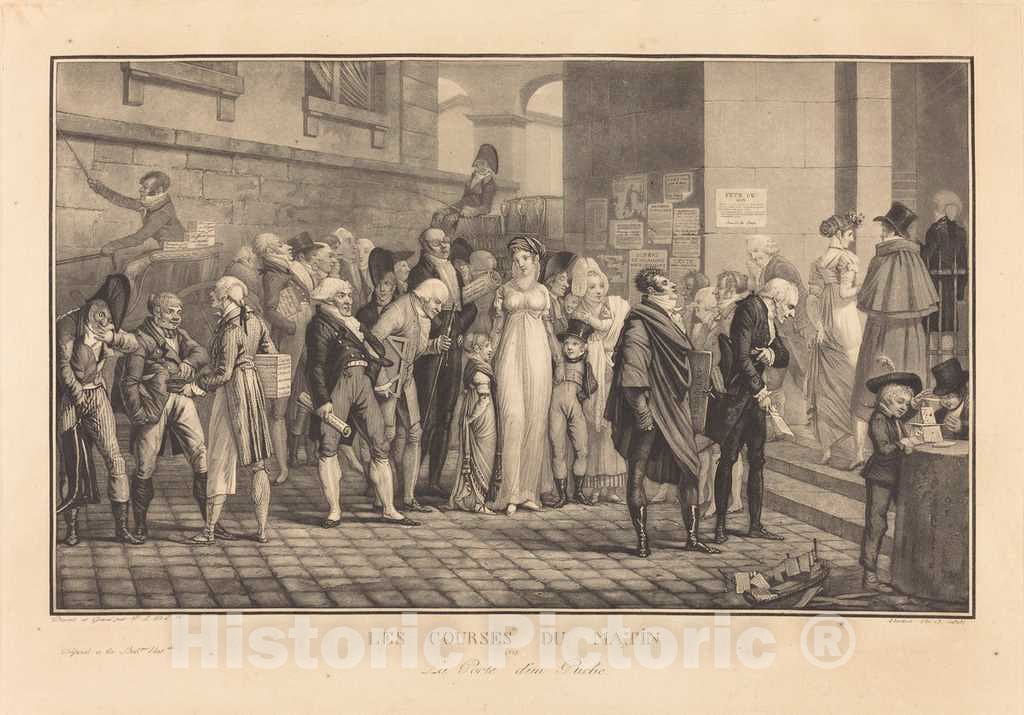 Art Print : Philibert-Louis Debucourt, Les Courses du Matin, ou la Porte d'un Riche, 1805 - Vintage Wall Art