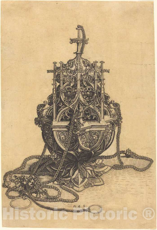 Art Print : Martin Schongauer, A Censer, c.1485 - Vintage Wall Art
