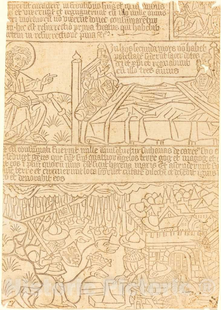Art Print : Apocalypse of John, Leaf 42, c. 1465 - Vintage Wall Art