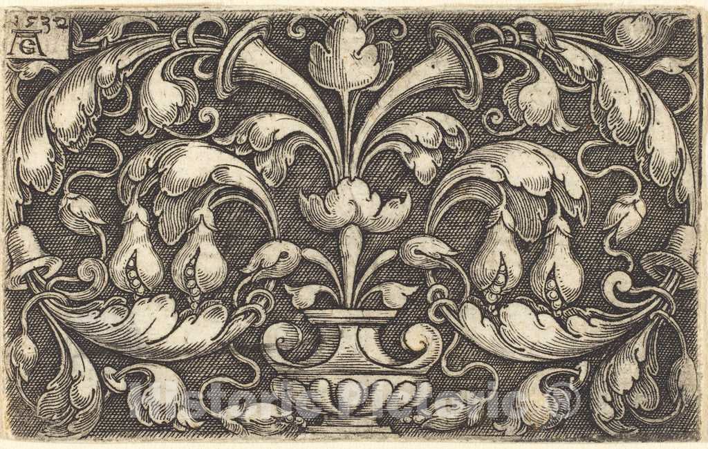 Art Print : Aldegrever, Ornament, 1532 - Vintage Wall Art