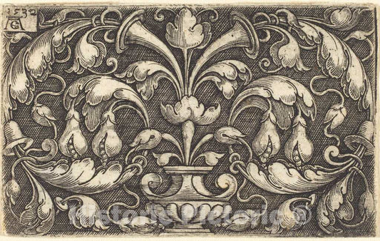 Art Print : Aldegrever, Ornament, 1532 - Vintage Wall Art