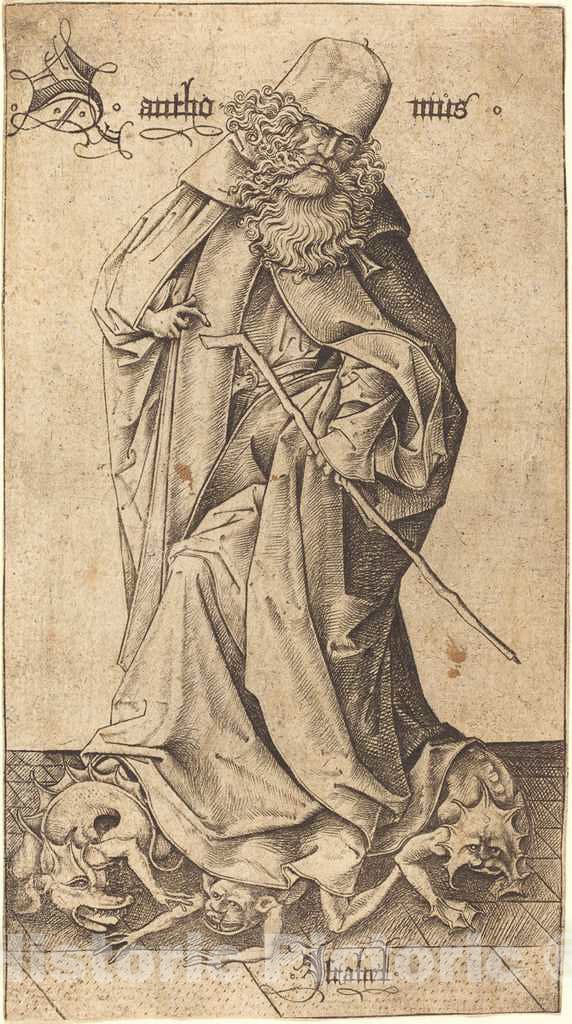 Art Print : Israhel Van Meckenem, Saint Anthony - Vintage Wall Art