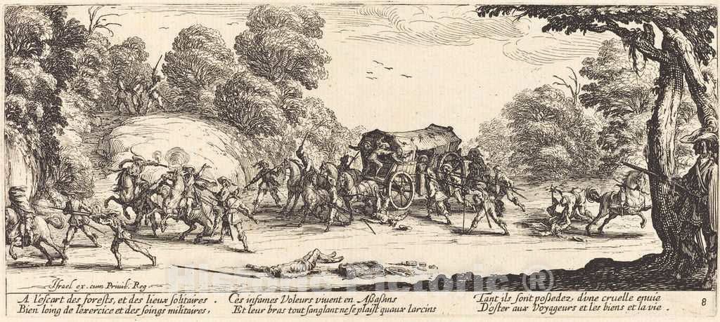 Art Print : Jacques Callot, Attack on a Coach, c. 1633 - Vintage Wall Art
