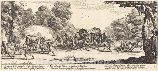 Art Print : Jacques Callot, Attack on a Coach, c. 1633 - Vintage Wall Art