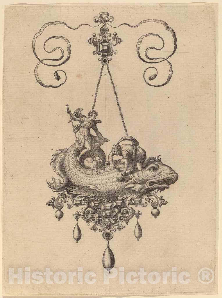 Art Print : Hans Collaert, Jewelry Design, 1582 - Vintage Wall Art