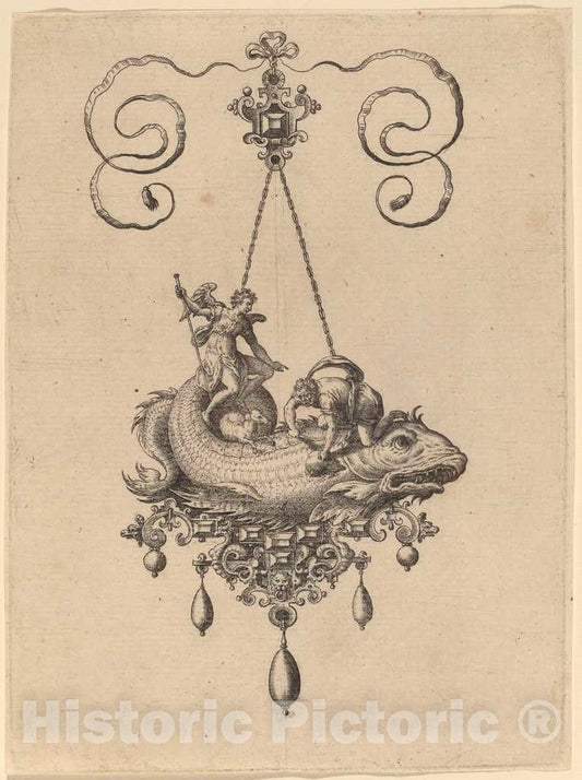 Art Print : Hans Collaert, Jewelry Design, 1582 - Vintage Wall Art