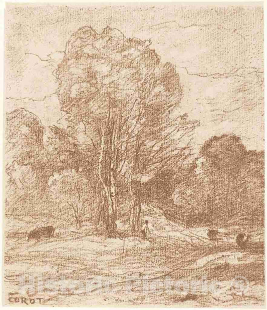 Art Print : Baptiste-Camille Corot, Drowsing Cattle (Le Dormoir des Vaches), 1871 - Vintage Wall Art