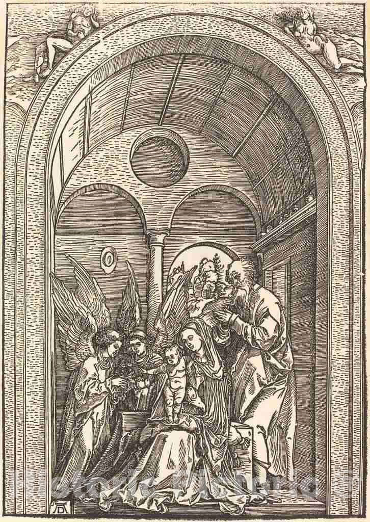 Art Print : Albrecht DÃ¼rer, The Holy Family with Two Angels in a Vaulted Hall, c. 1504 - Vintage Wall Art