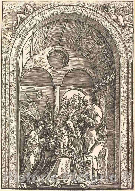 Art Print : Albrecht DÃ¼rer, The Holy Family with Two Angels in a Vaulted Hall, c. 1504 - Vintage Wall Art