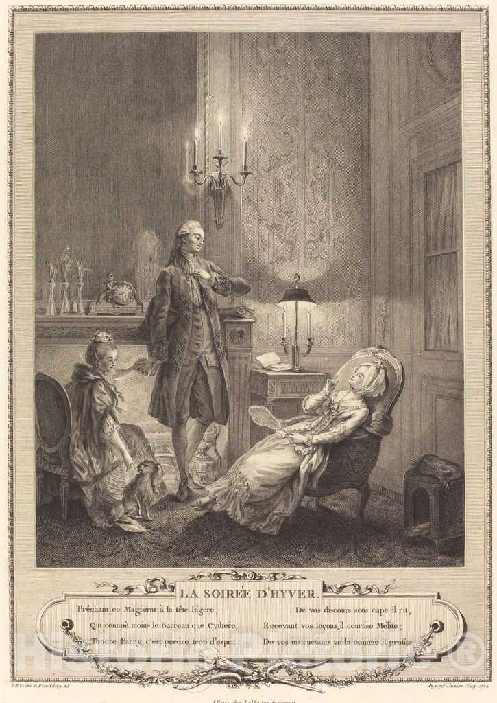 Art Print : Ingouf After Freudenberger, La Soiree d'hyver, 1774 - Vintage Wall Art