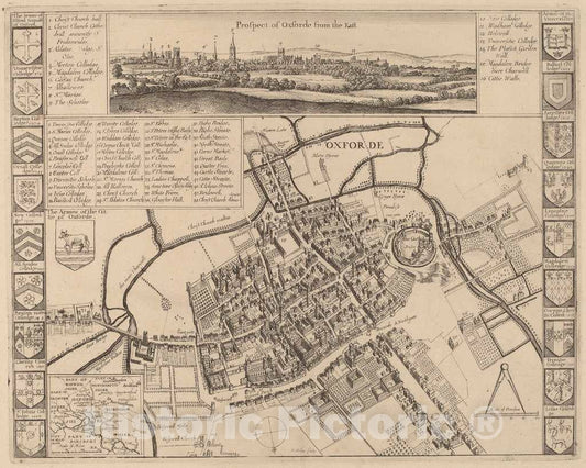 Art Print : Hollar After D. Gage, Prospect of Oxford - Vintage Wall Art