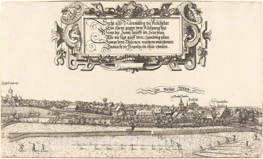Art Print : Hanns Lautensack, View of Nuremberg from The East [Right Section], 1552 - Vintage Wall Art