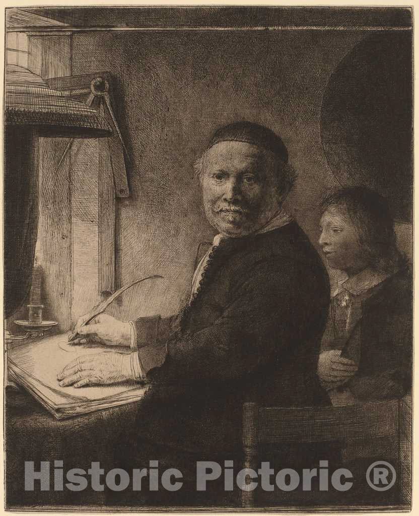Art Print : Rembrandt, Lieven Willemsz Van Coppenol: The Smaller Plate, c. 1658 - Vintage Wall Art