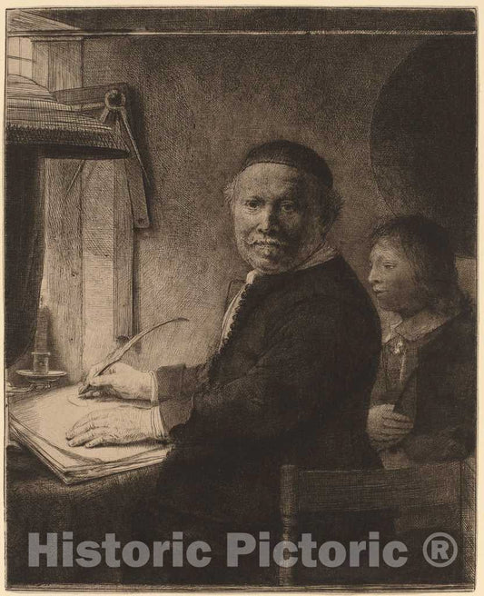 Art Print : Rembrandt, Lieven Willemsz Van Coppenol: The Smaller Plate, c. 1658 - Vintage Wall Art