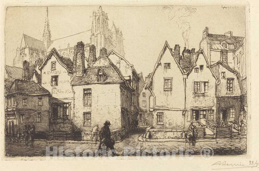 Art Print : Auguste LepÃ¨re, Old Houses at Amiens (Vieilles maisons a Amiens), 1907 - Vintage Wall Art