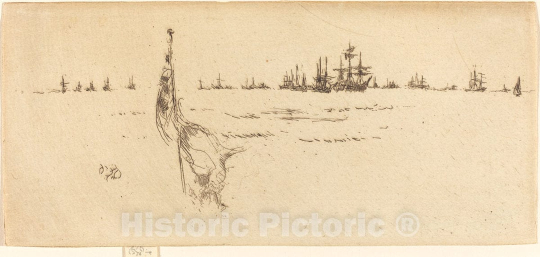 Art Print : James McNeill Whistler, Dipping The Flag, 1887 - Vintage Wall Art