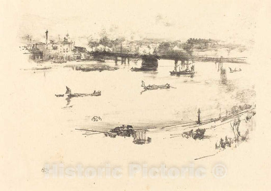 Art Print : James McNeill Whistler, Charing Cross Railway Bridge, 1896 - Vintage Wall Art