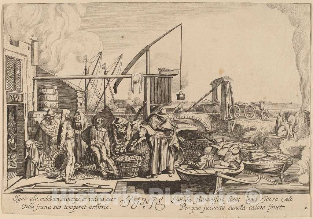 Art Print : Jan Van de Velde II After Buytewech, Fire - Vintage Wall Art