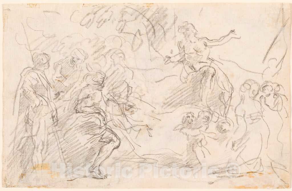 Art Print : Sebastiano Ricci, Biblical Scene [Verso], c.1725 - Vintage Wall Art