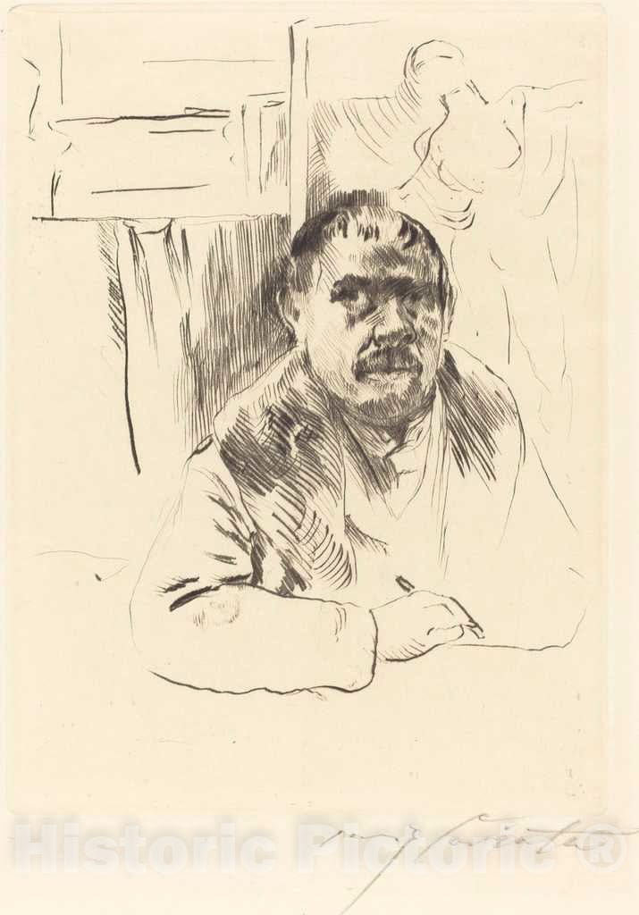 Art Print : Lovis Corinth, Self-Portrait in a Fur Coat (Selbstbildnis im Pelz), 1913 - Vintage Wall Art