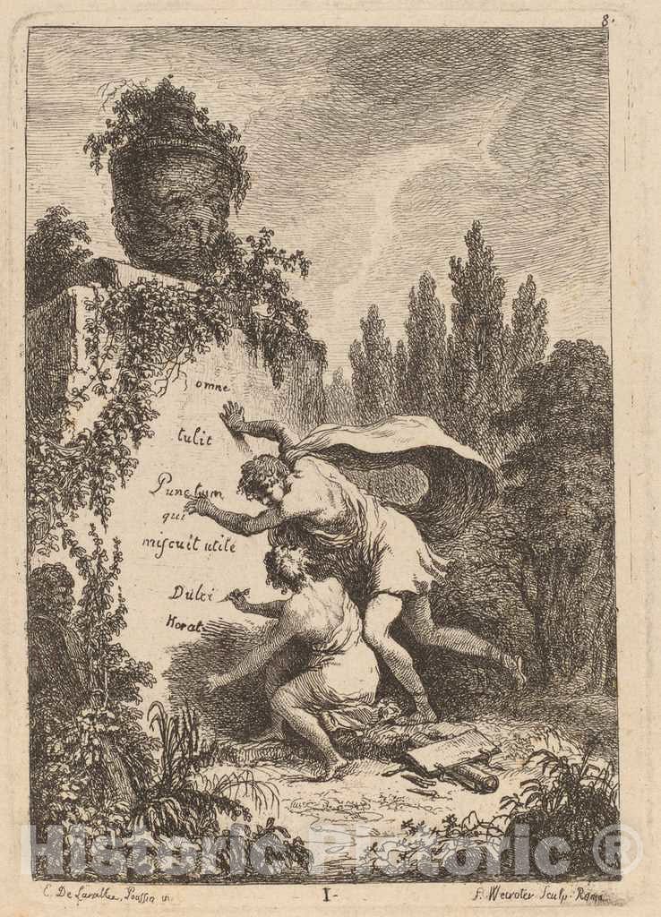Art Print : Weirotter After Poussin, Nella Venuta in Roma: pl. 1, 1764 - Vintage Wall Art