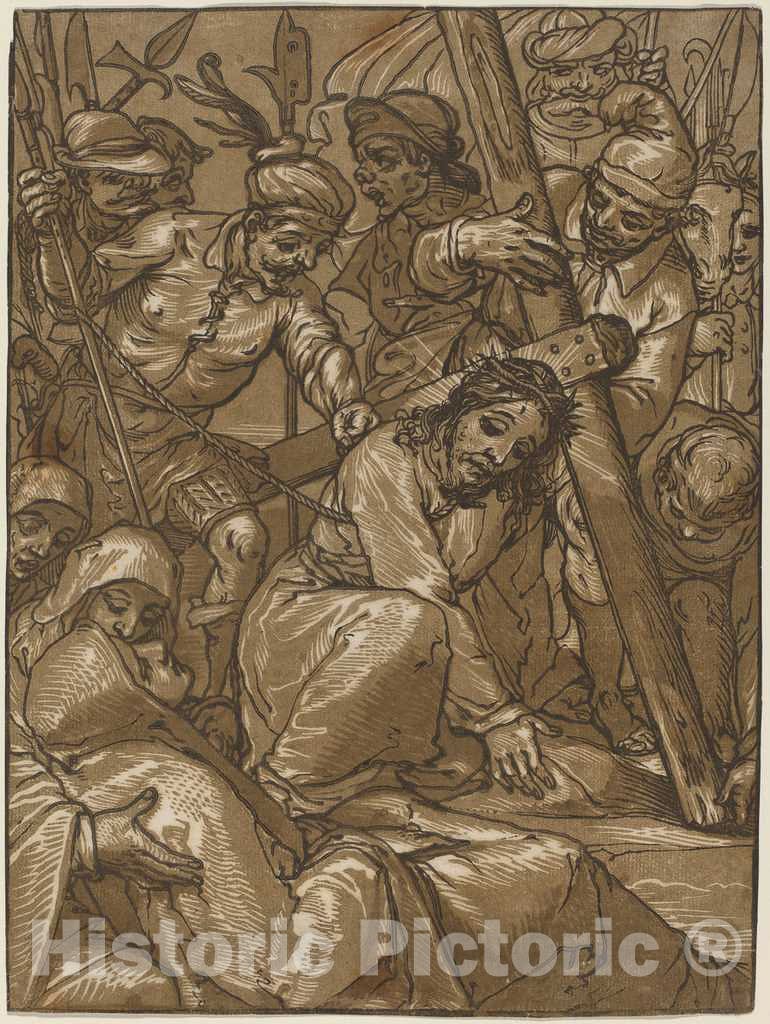 Art Print : Andreani After Casolani, The Bearing of The Cross, 1580s - Vintage Wall Art