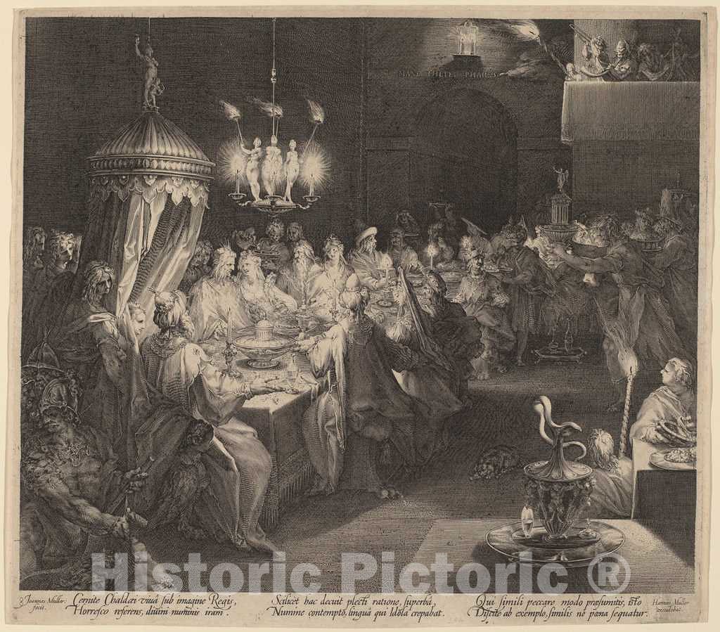 Art Print : Jan Muller, Belshazzar's Feast, c. 1598 - Vintage Wall Art