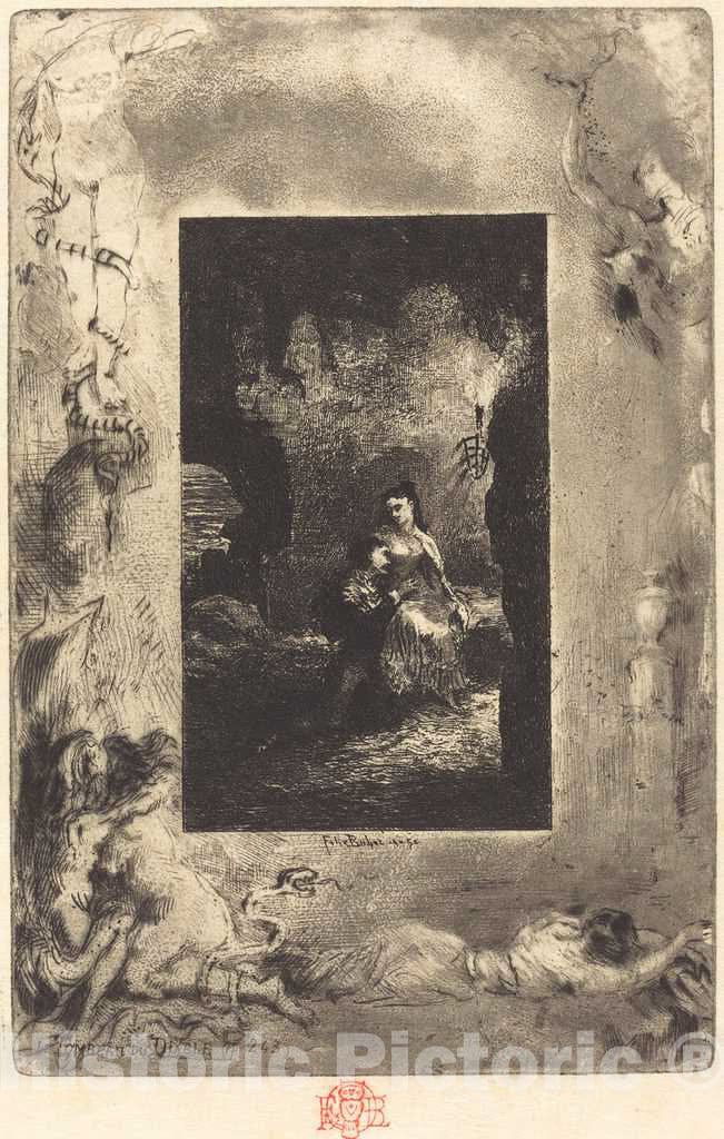 Art Print : FÃ©lix-Hilaire Buhot, Le Tombeau du Diable (The Devil's Tomb), c.1880 - Vintage Wall Art