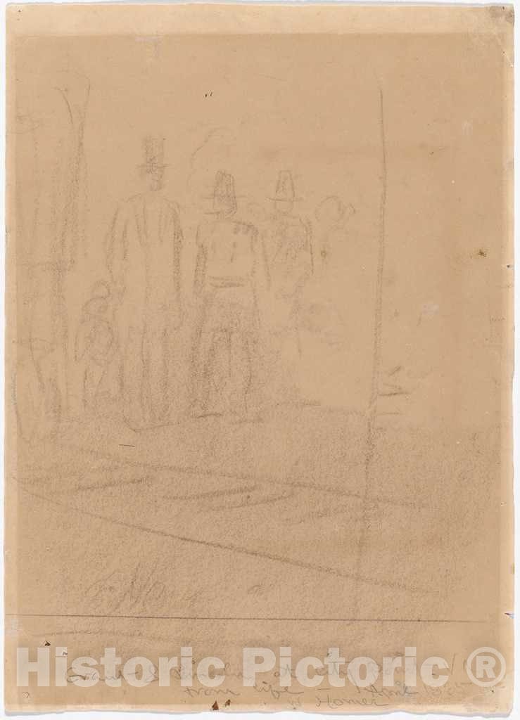 Art Print : Winslow Homer, Grant and Lincoln at City Point, Virginia [Recto], 1865 - Vintage Wall Art