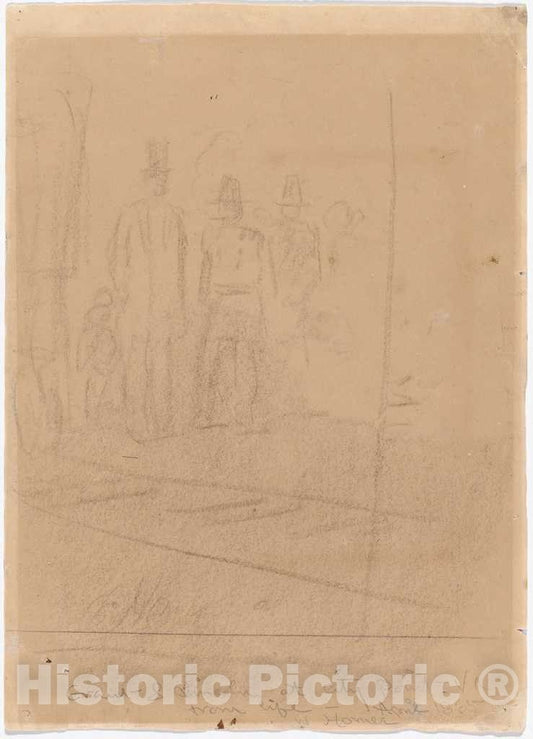 Art Print : Winslow Homer, Grant and Lincoln at City Point, Virginia [Recto], 1865 - Vintage Wall Art