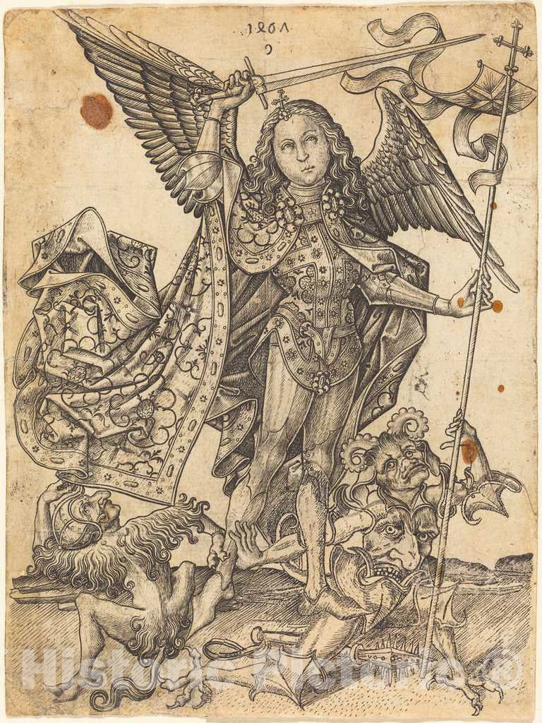 Art Print : Saint Michael Defeating The Devils, 1467 - Vintage Wall Art