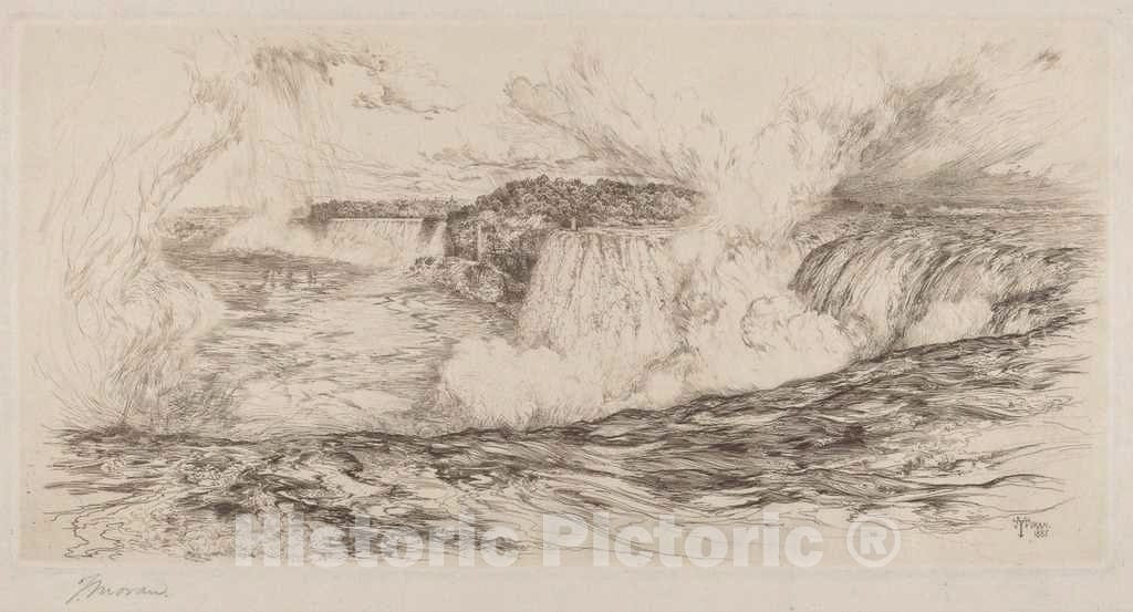 Art Print : Thomas Moran, Niagaraâ€”from The Canadian Side, 1885 - Vintage Wall Art