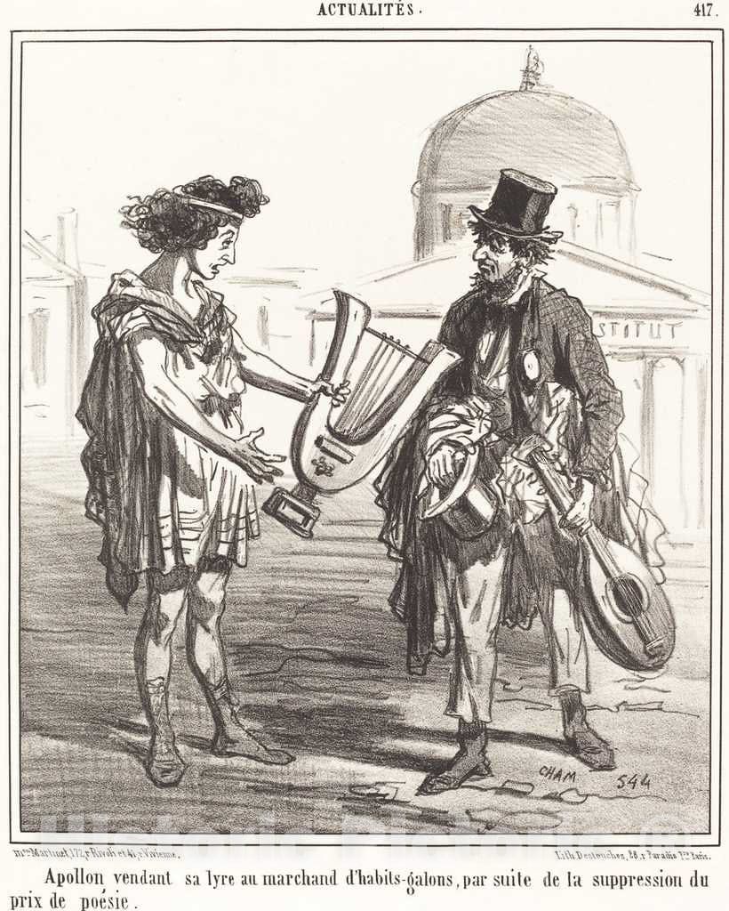 Art Print : AmÃ©dÃ©e Charles Henri Cham, Apollon vendant sa Lyre - Vintage Wall Art