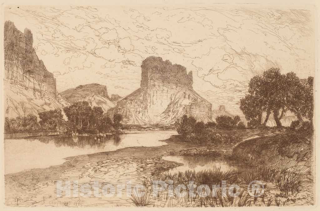 Art Print : Thomas Moran, Green River, Wyoming Territory, 1886 - Vintage Wall Art