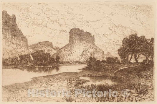 Art Print : Thomas Moran, Green River, Wyoming Territory, 1886 - Vintage Wall Art