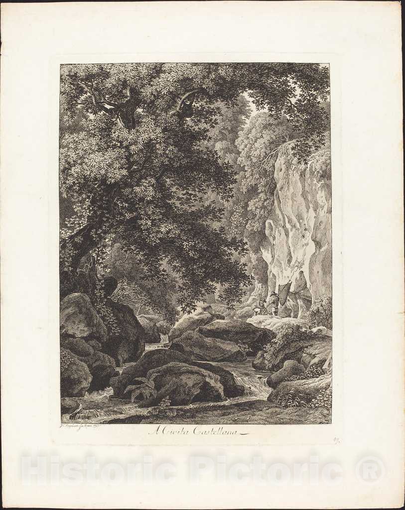 Art Print : Johann Christian Reinhart, A CivitÃ  Castellana, 1793 - Vintage Wall Art