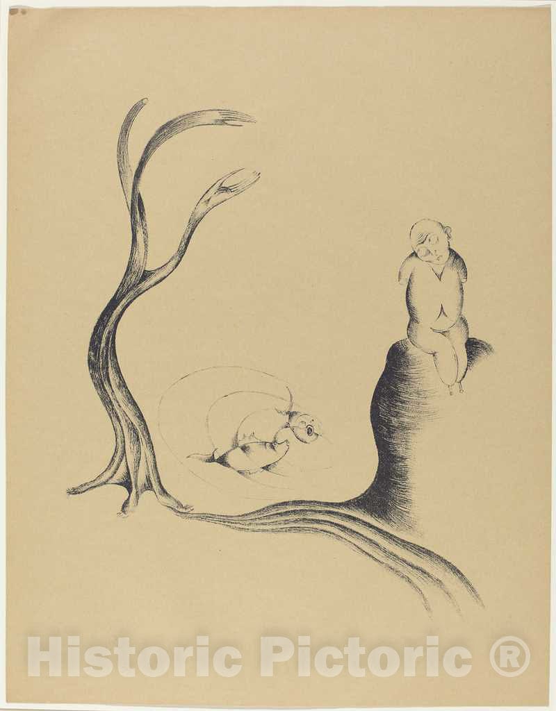 Art Print : Heinrich Hoerle, Der Baum der Sehnsucht (The Tree of Longing), 1920 - Vintage Wall Art