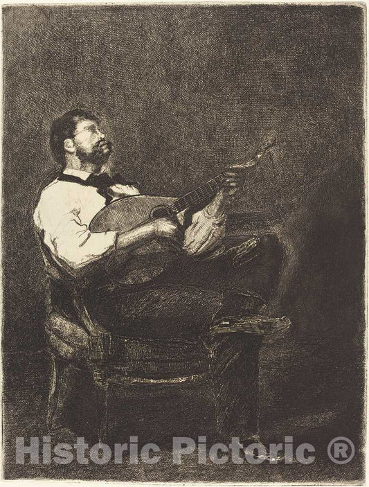 Art Print : FranÃ§ois Bonvin, Guitar Player (Joueur de Guitare), 1861 - Vintage Wall Art
