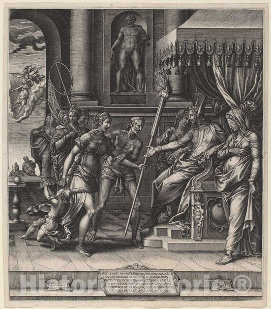 Art Print : Ghisi After Luca Penni, The Calumny of Apelles, 1560 - Vintage Wall Art