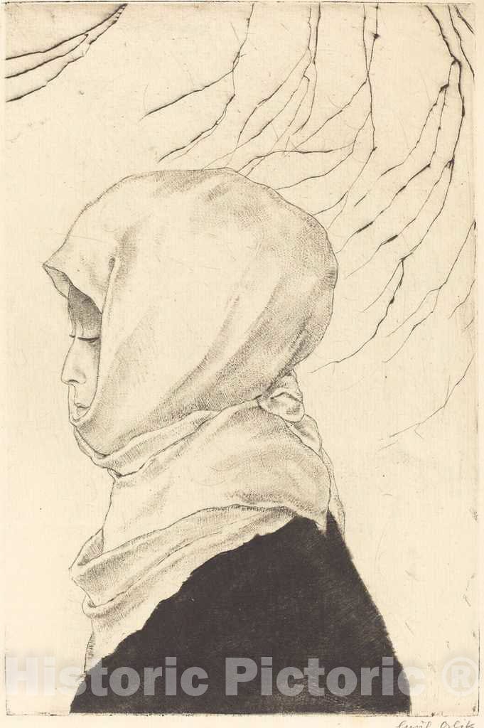 Art Print : Emil Orlik, Japanerin im Winterkleid (Japanese Woman in Winter Dress), c.1902 - Vintage Wall Art